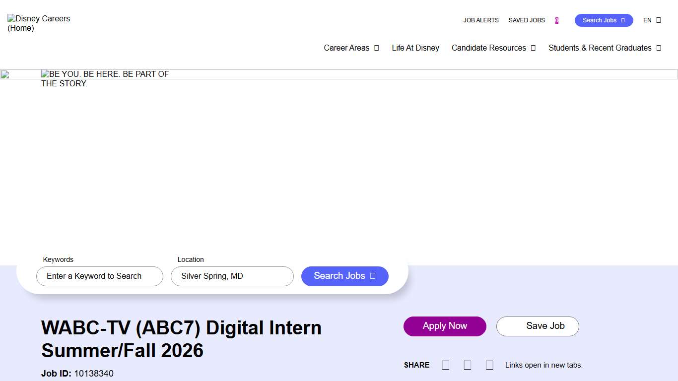 WABC-TV (ABC7) Digital Intern Summer/Fall 2026 at DISNEY - Disney Careers